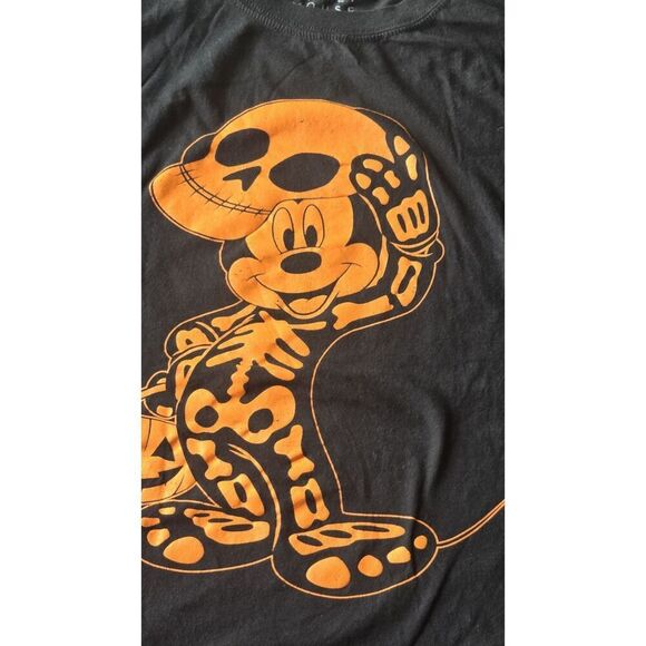 Disney Mickey Mouse Halloween Skeleton Orange and Black T-Shirt Sz 2XL - Picture 2 of 6